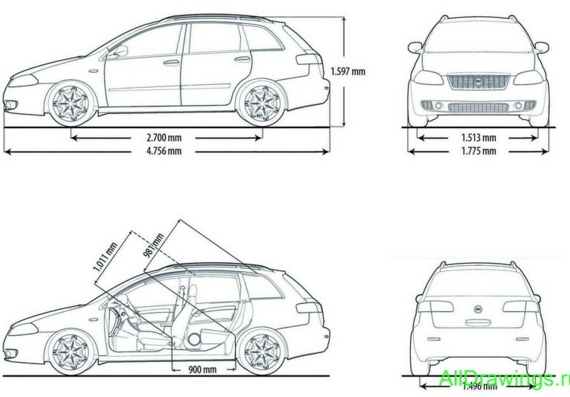 Fiat Croma Wagon (2005) (Fiat Kromah Universal (2005)) - drawings (drawings) of the car